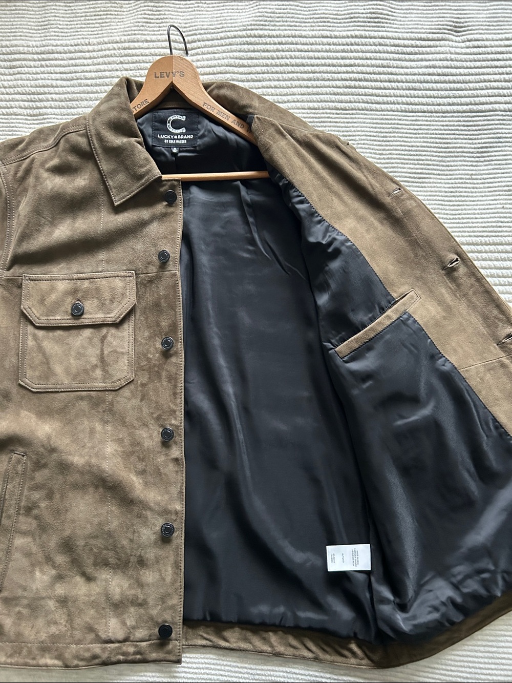 Lucky Brand Cole Hauser Men's Suede Leather Shirt Jacket - Picture 2 of 4